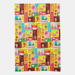 Whimsical Breakfast Pattern Kitchen Towel