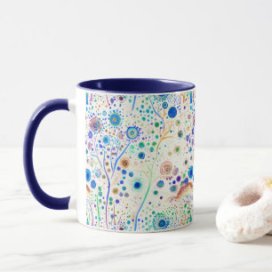 Whimsical Bright Colourful Trees Blue Mug