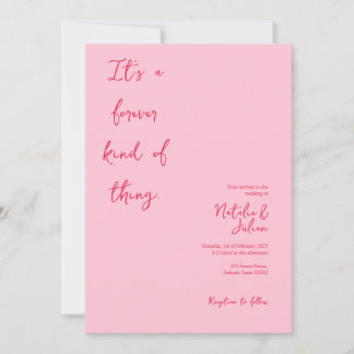 Whimsical Bright Pink Wedding Invitation