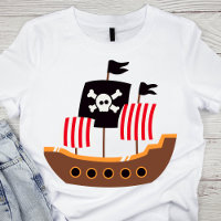 Whimsical Brown and Red Pirate Ship