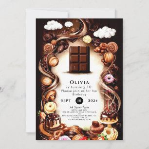 Whimsical Brown Chocolate Birthday Invitation