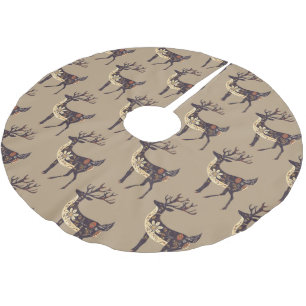 Whimsical Brown Deer Christmas  Brushed Polyester Tree Skirt