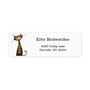 Whimsical Brown Tabby Cat Return Address