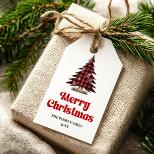 Whimsical buffalo tree gift tag festive accent