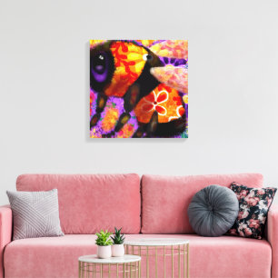 Whimsical Bumble Bee Floral Red Yellow Purple Canvas Print