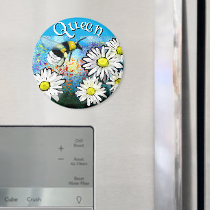Whimsical Bumble Bee in Daisies Personalized Magnet