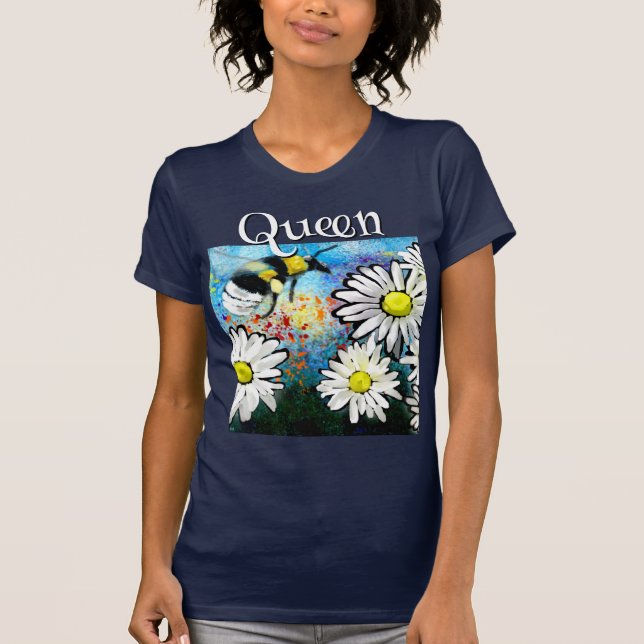 Whimsical Bumble Bee in Daisies Personalized T-Shirt (Front)