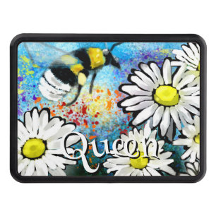 Whimsical Bumble Bee in Daisies Personalized Trailer Hitch Cover