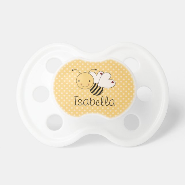 Whimsical Bumble Bee Personalized Pacifier (Front)
