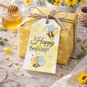 Whimsical Bumblebee Birthday Gift Tags