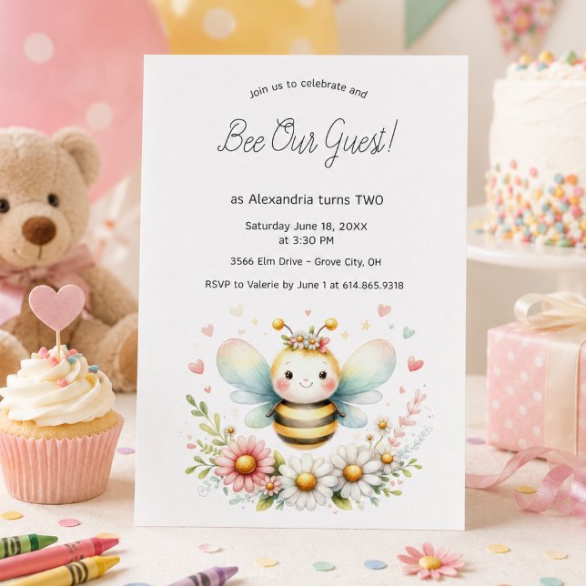 Whimsical Bumblebee Birthday Party Invitation (Creator Uploaded)