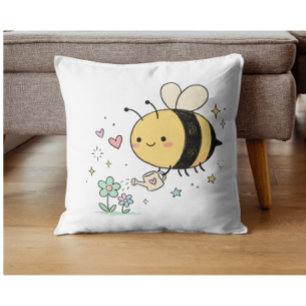 Whimsical Bumblebee Nature Lover Throw Pillow