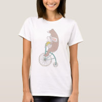 Whimsical Bunny and Bear Riding a Bike