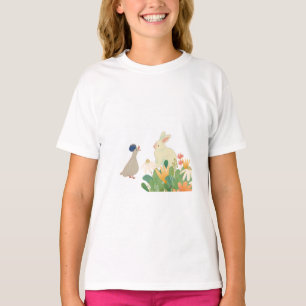 Whimsical Bunny & Bird in Bloom – Cute Spring Fore T-Shirt