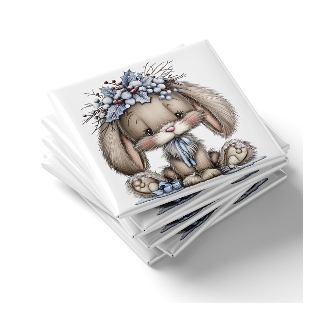 Whimsical Bunny Blue Christmas Magnet (Whimsical Bunny Blue Christmas Magnet by PiggyPrint Sticker. by PiggyPrint Sticker. )