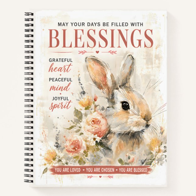 Whimsical Bunny Botanical Art Notebook (Front)