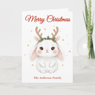 Whimsical Bunny Christmas Holiday Card