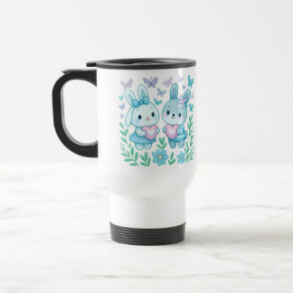 Whimsical Bunny Couple Travel Mug
