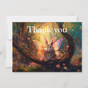 Whimsical bunny enchanted forest  thank you card