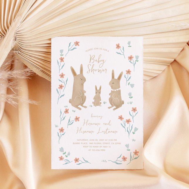 Whimsical Bunny Family Cute Couples Baby Shower Invitation (Creator Uploaded)