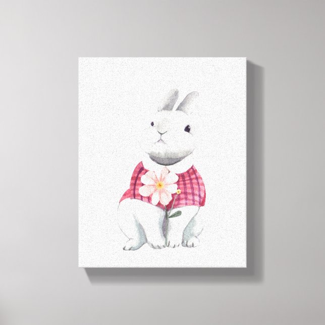 Whimsical Bunny Flower Woodland Nursery Decor (Front)