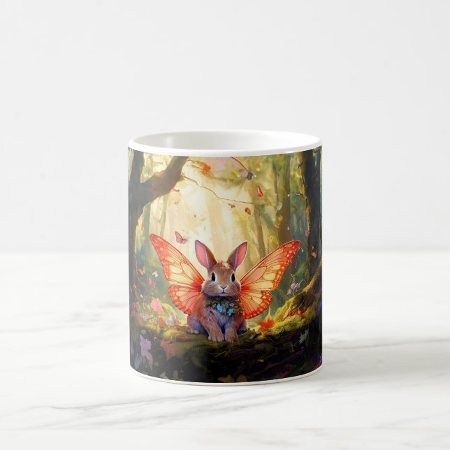 Whimsical bunny in an enchanted forest coffee mug (Center)