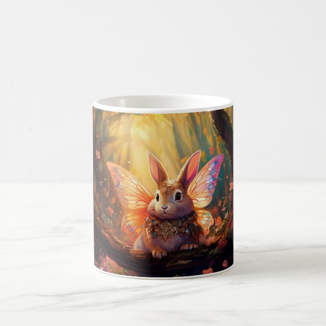 Whimsical bunny in an enchanted forest coffee mug (Center)