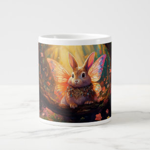 Whimsical bunny in an enchanted forest large coffee mug