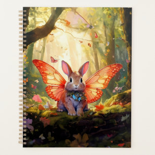 Whimsical bunny in an enchanted forest planner