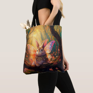 Whimsical bunny in an enchanted forest tote bag