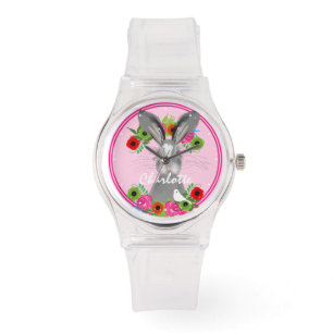 Whimsical Bunny Rabbit Cute Personalized Watch