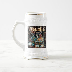 Whimsical Bunny Rabbit Floral Personalized Beer Stein