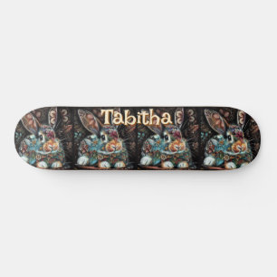 Whimsical Bunny Rabbit Floral Personalized Skateboard