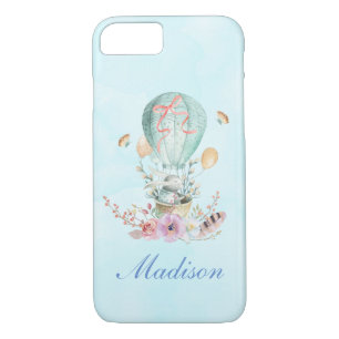 Whimsical Bunny Riding in a Hot Air Balloon iPhone 8/7 Case