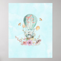 Whimsical Bunny Riding in a Hot Air Balloon