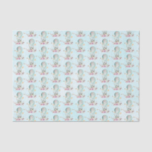 Whimsical Bunny Riding in a Hot Air Balloon Tissue Paper