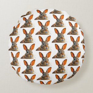"Whimsical Bunny Round Pillow