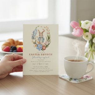 Whimsical Bunny Springtime Floral Easter Brunch In Invitation