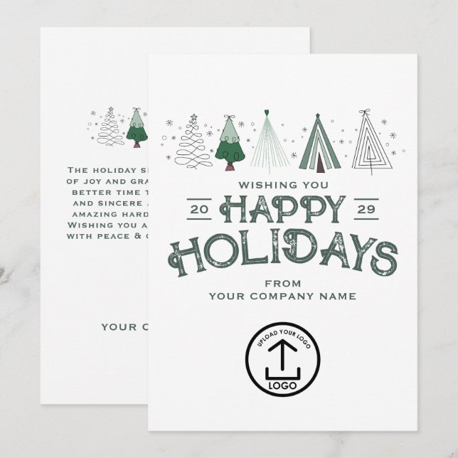 Whimsical Business Christmas Clients Customers Holiday Card (Front/Back)