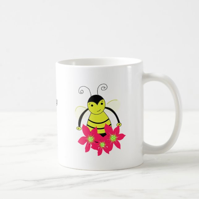 Whimsical Busy Bee with Flowers Coffee Mug (Right)