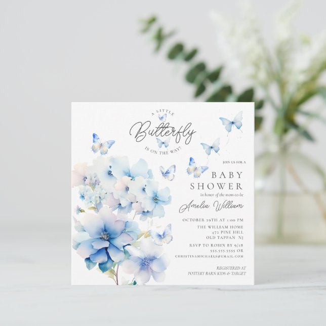 Whimsical Butterflies Baby Shower Invitation (Standing Front)