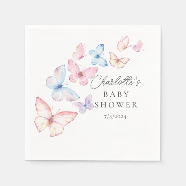 Whimsical Butterflies Baby Shower Napkin (Front)