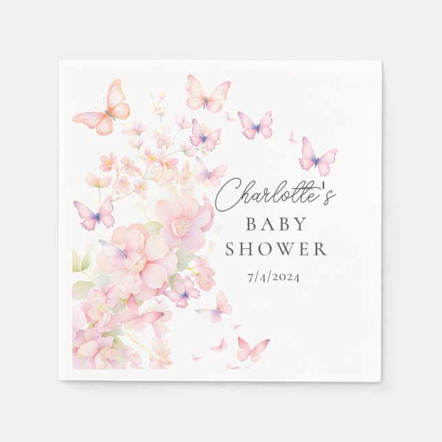 Whimsical Butterflies Baby Shower Napkin (Front)