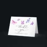 Whimsical Butterflies Bridal Shower Thank You Card<br><div class="desc">Use this whimsy and elegant thank you card to thank the guests that attended your bridal or wedding shower. Featuring watercolor illustration of pink and purple butterflies.</div>