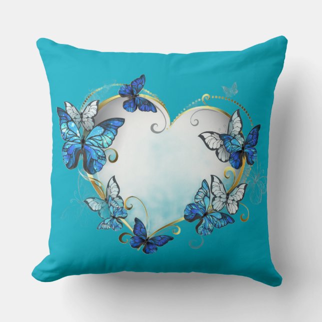 Whimsical Butterflies Heart Pillow (Front)