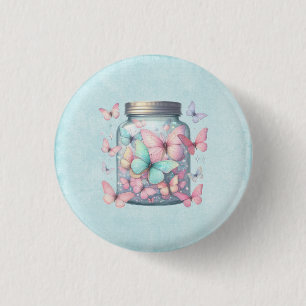 Whimsical Butterflies in a Jar 1 Inch Round Button