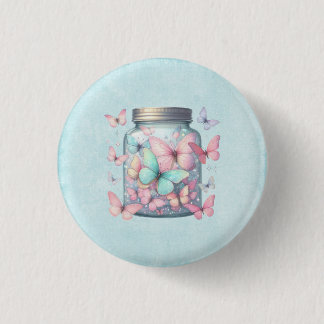 Whimsical Butterflies in a Jar 1 Inch Round Button