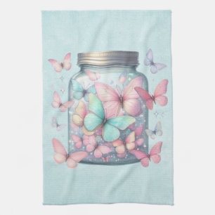 Whimsical Butterflies in a Jar Kitchen Towel
