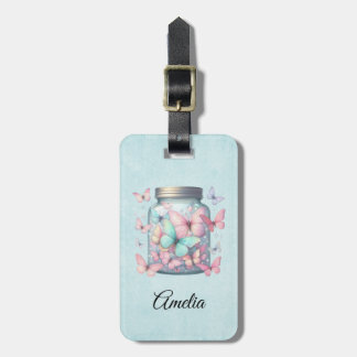 Whimsical Butterflies in a Jar Luggage Tag
