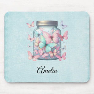 Whimsical Butterflies in a Jar Mouse Pad